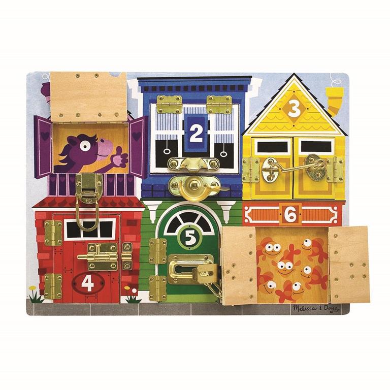 Tablica motoryczna z 6-cioma zamkami i zabezpieczeniami melissa and doug do nauki pierwszych cyfr